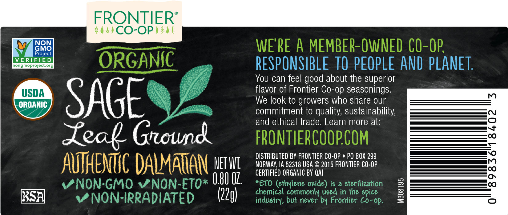 Frontier Co-op Sage Leaf, Ground, Organic 0.80 oz.