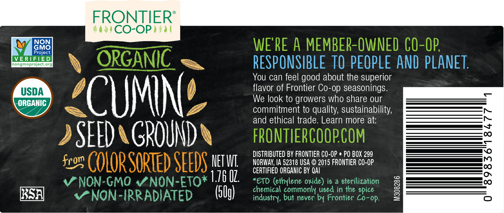 Frontier Co-op Cumin Seed, Ground, Organic 1.76 oz.