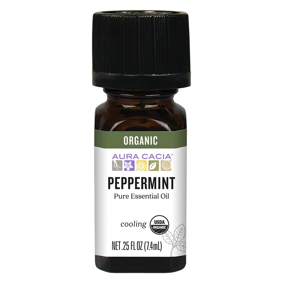 Aura Cacia Organic Peppermint Essential Oil 0.25 fl. oz.