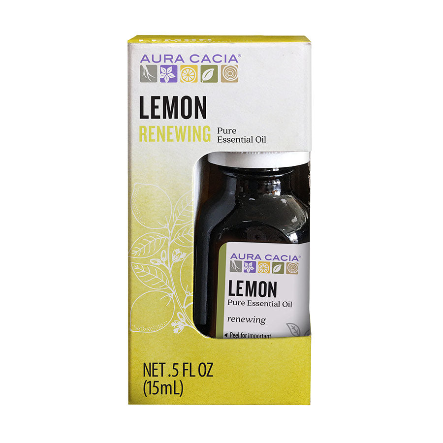 Aura Cacia Lemon Essential Oil, Boxed 0.5 fl. oz.