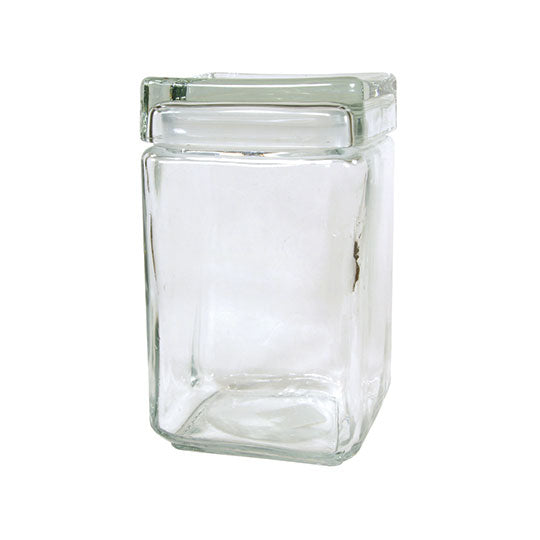 Square Glass Jar with Glass Lid 48 oz
