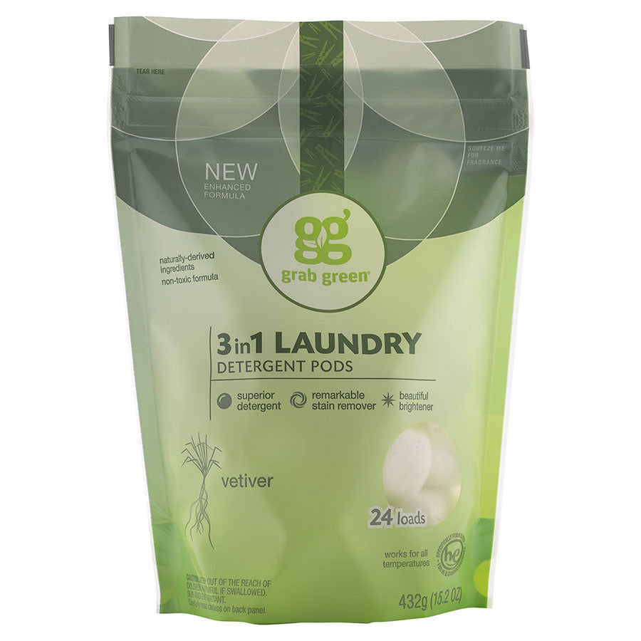 Grab Green Vetiver 3-in-1 Laundry Detergent Pods 24 Loads