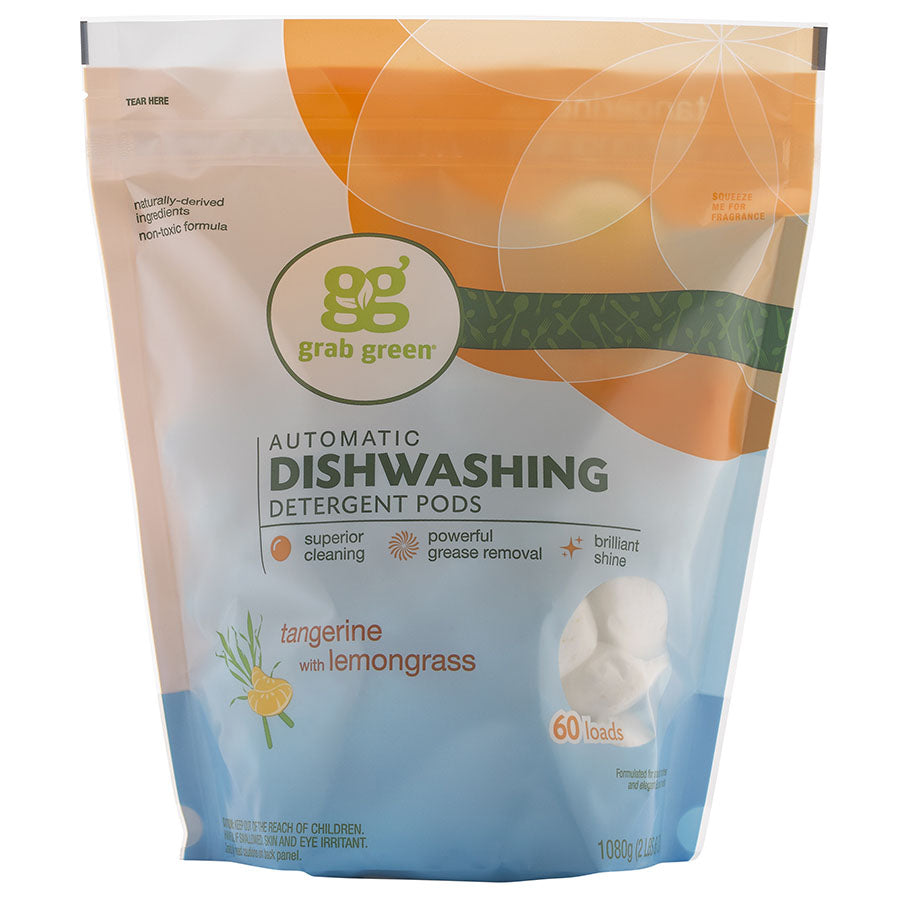 Grab Green Tangerine with Lemongrass Auto Dishwasher Pods 60 Loads