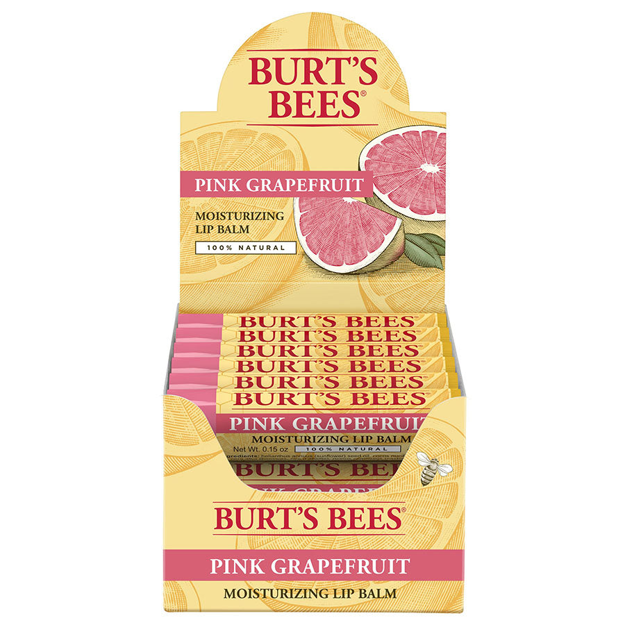 Burt's Bees Pink Grapefruit Lip Balm Display 12 (0.15 oz.) tubes