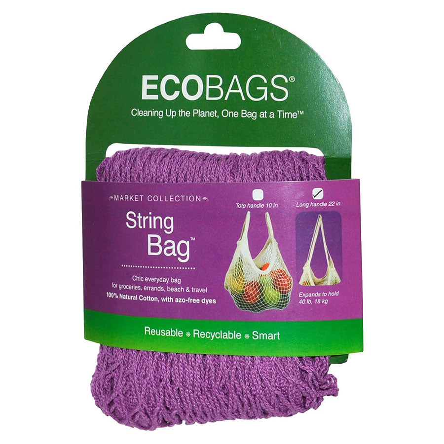 ECOBAGS Organic Cotton Raspberry Long Handle String Bag