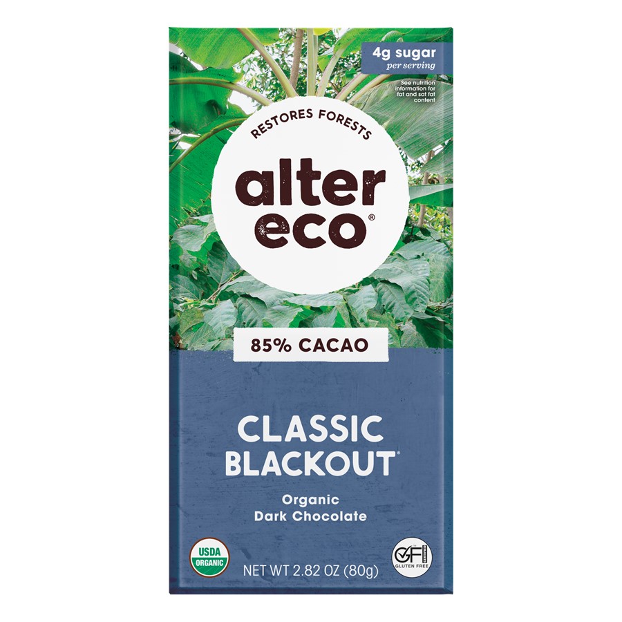 Alter Eco Organic Dark Blackout 85% Cocoa Chocolate Bar 2.82 oz.