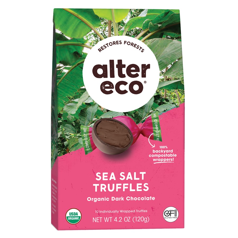 Alter Eco Organic Dark Chocolate Sea Salt Coconut Oil Truffles 10 count bag