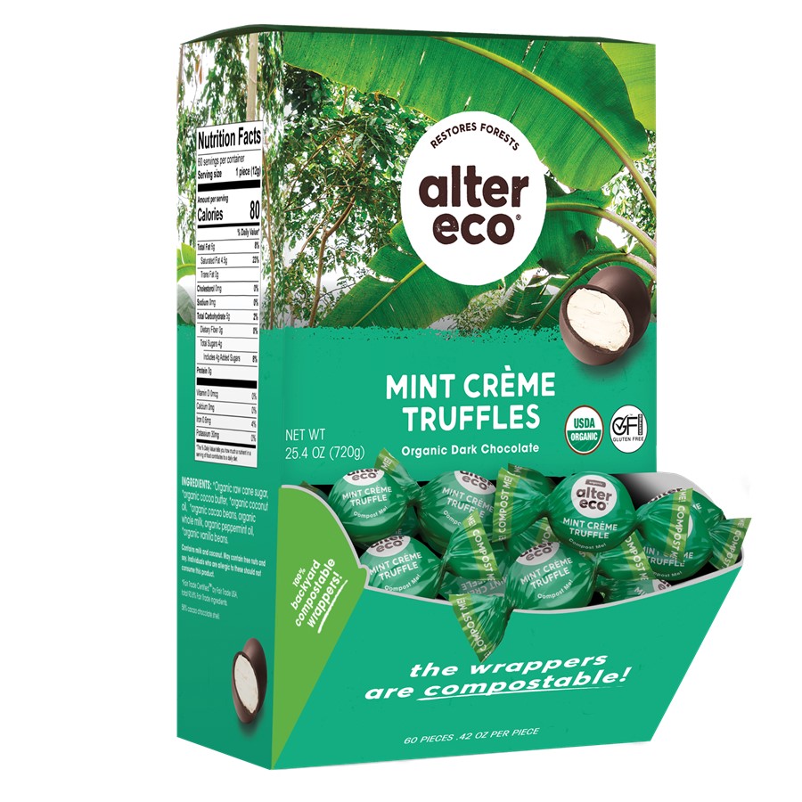 Alter Eco Organic Dark Chocolate Mint Coconut Oil Truffles 60 count display