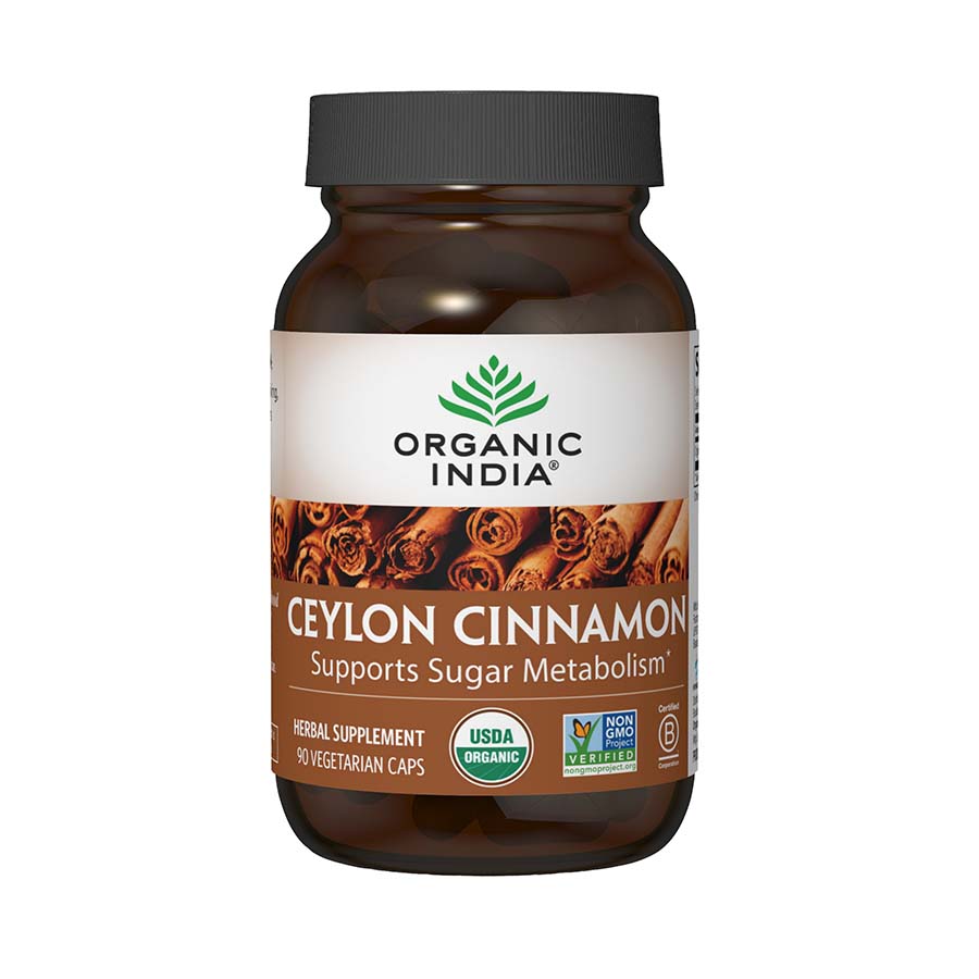 Organic India Cinnamon Herbal Supplement 90 veggie capsules