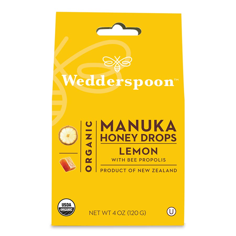 Wedderspoon Wellbeeing Lemon & Bee Propolis Organic Manuka Honey Drops