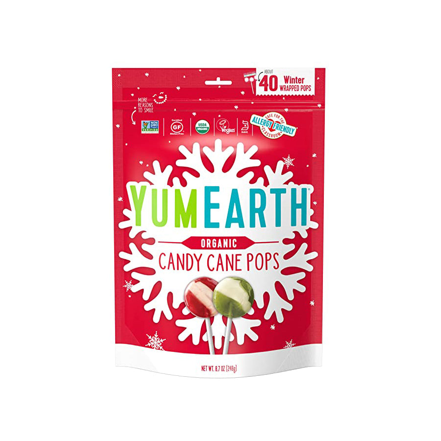 YumEarth Holiday Candy Cane Pops 40 count