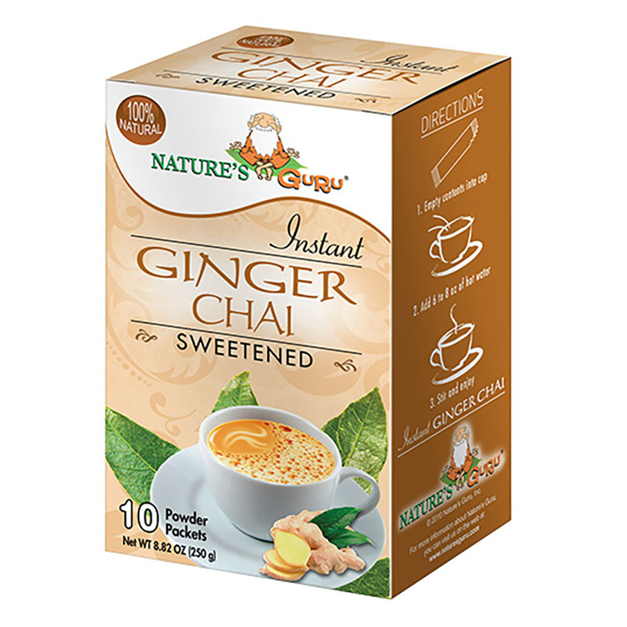 Nature's Guru Ginger Chai Sweetened Instant Chai 10 packets