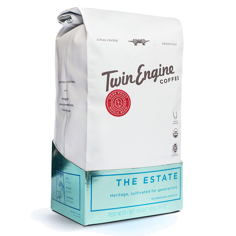Twin Engine Coffee Organic Estate Dark Whole Bean Coffee 14 oz.