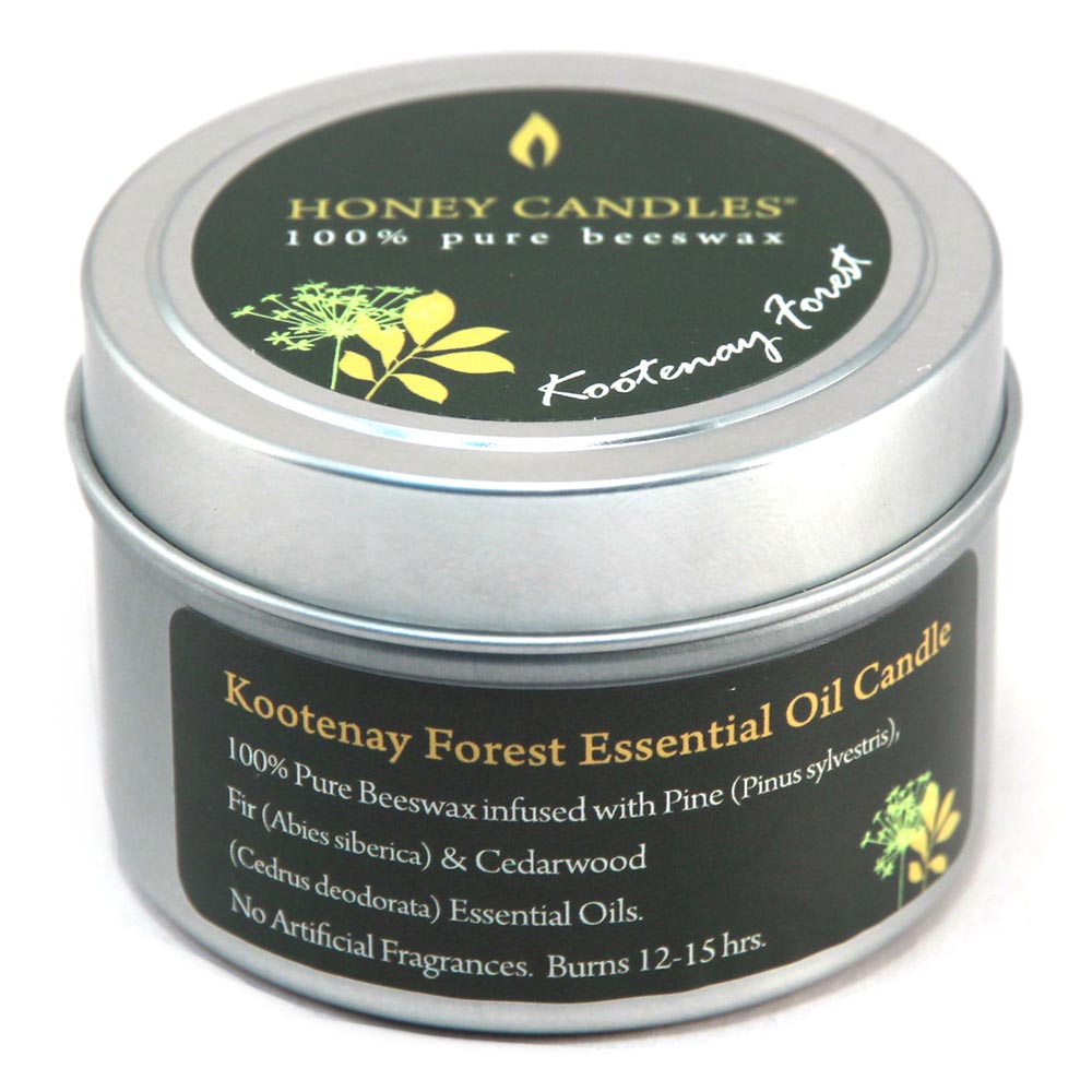 Honey Candle Co. Kootenay Forest Essential Oil Beeswax Candle 3 oz. tin