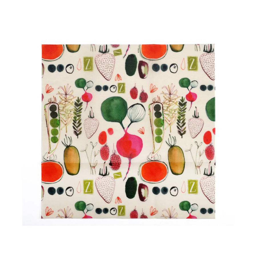 Z Wraps 3-Pack Beeswax Wrap, Leafy Green, Painted Poppies, Farmer's Market Prints