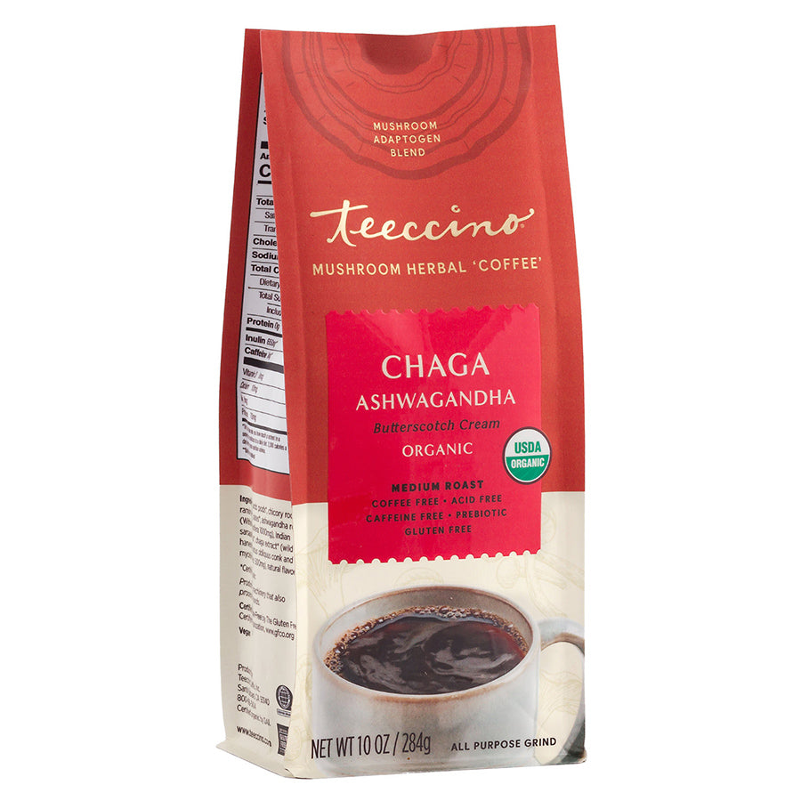 Teeccino Chaga Ashwagandha Herbal Coffee 10 oz