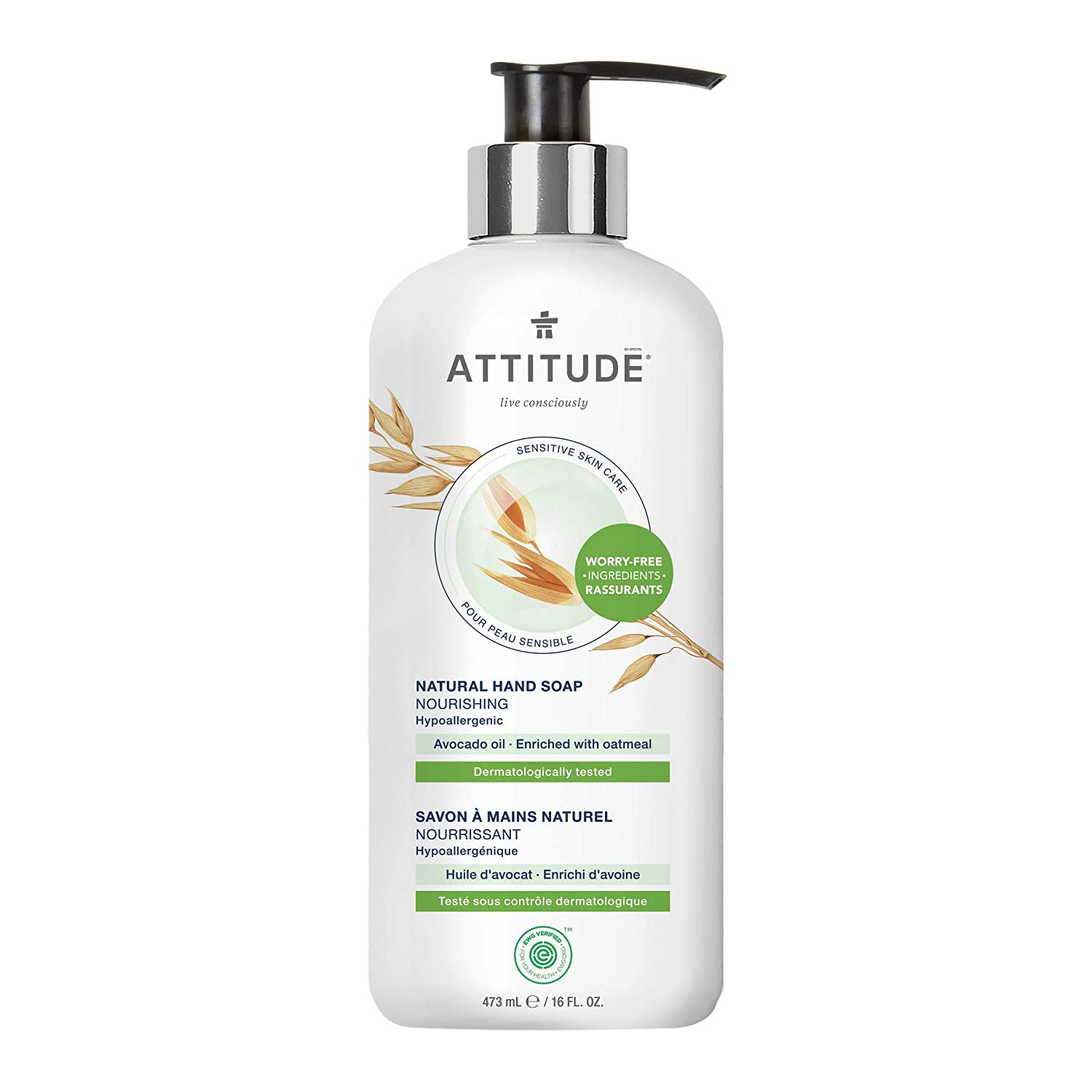 Attitude Sensitive Skin Hand Soap Avocado 16 fl oz