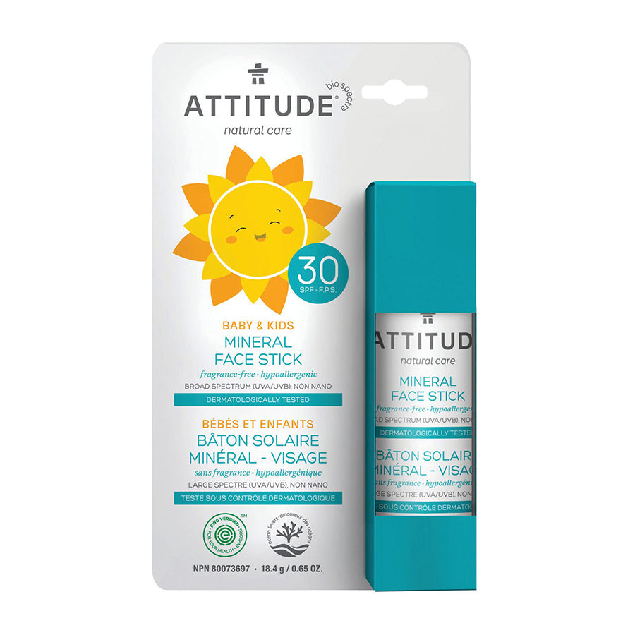 Attitude Baby 100% Mineral Face Stick (SPF 30), Fragrance-Free 0.65 oz.
