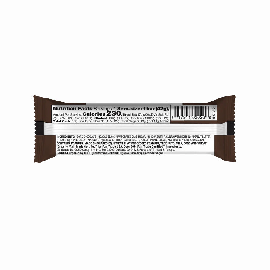 OCHO Candy Organic Peanut Butter Dark Chocolate Bar 1.5 oz.