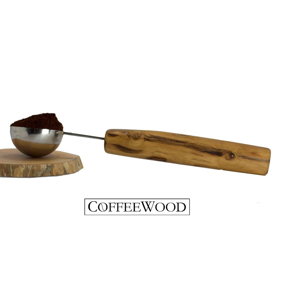 Origin Creations 9" stainless coffee scoop with coffeewood handle