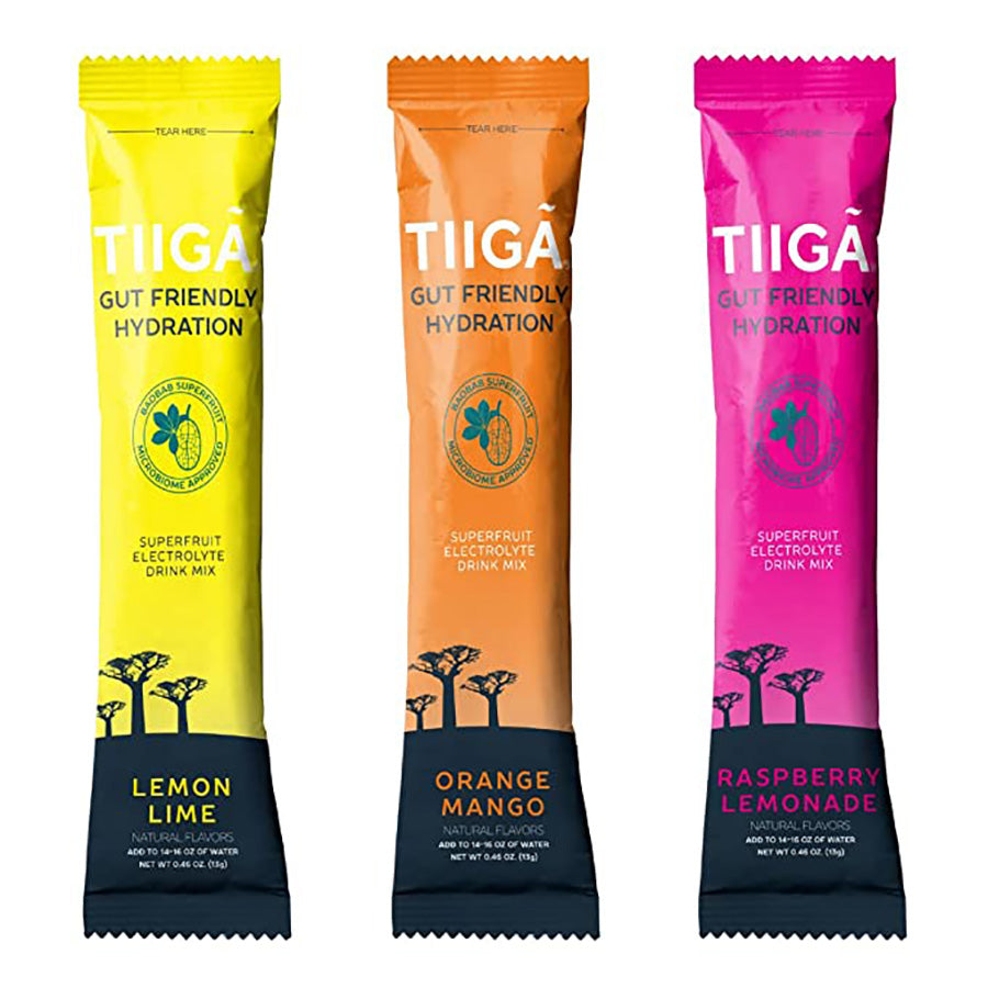 Tiiga Gut Friendly Hydration Variety Packs includes 60 (0.46 oz.) packs
