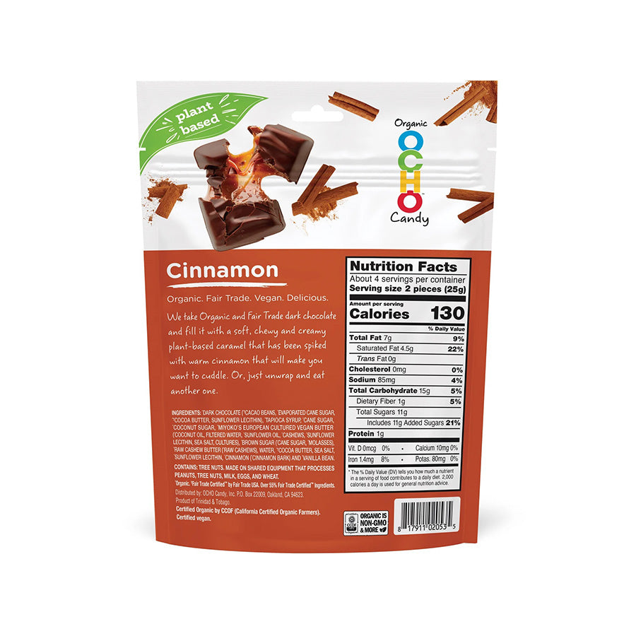 OCHO Candy Cinnamon Plant-Based Caramel Minis 3.5 oz. bag
